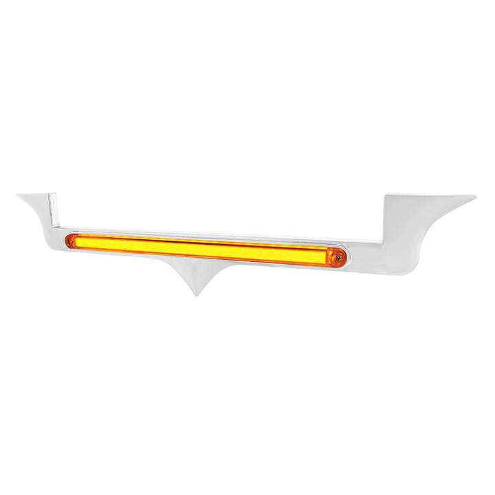 Chrome Hood Emblem Trim With 24 LED GloLight Bar For Kenworth - Amber LED/Amber Lens