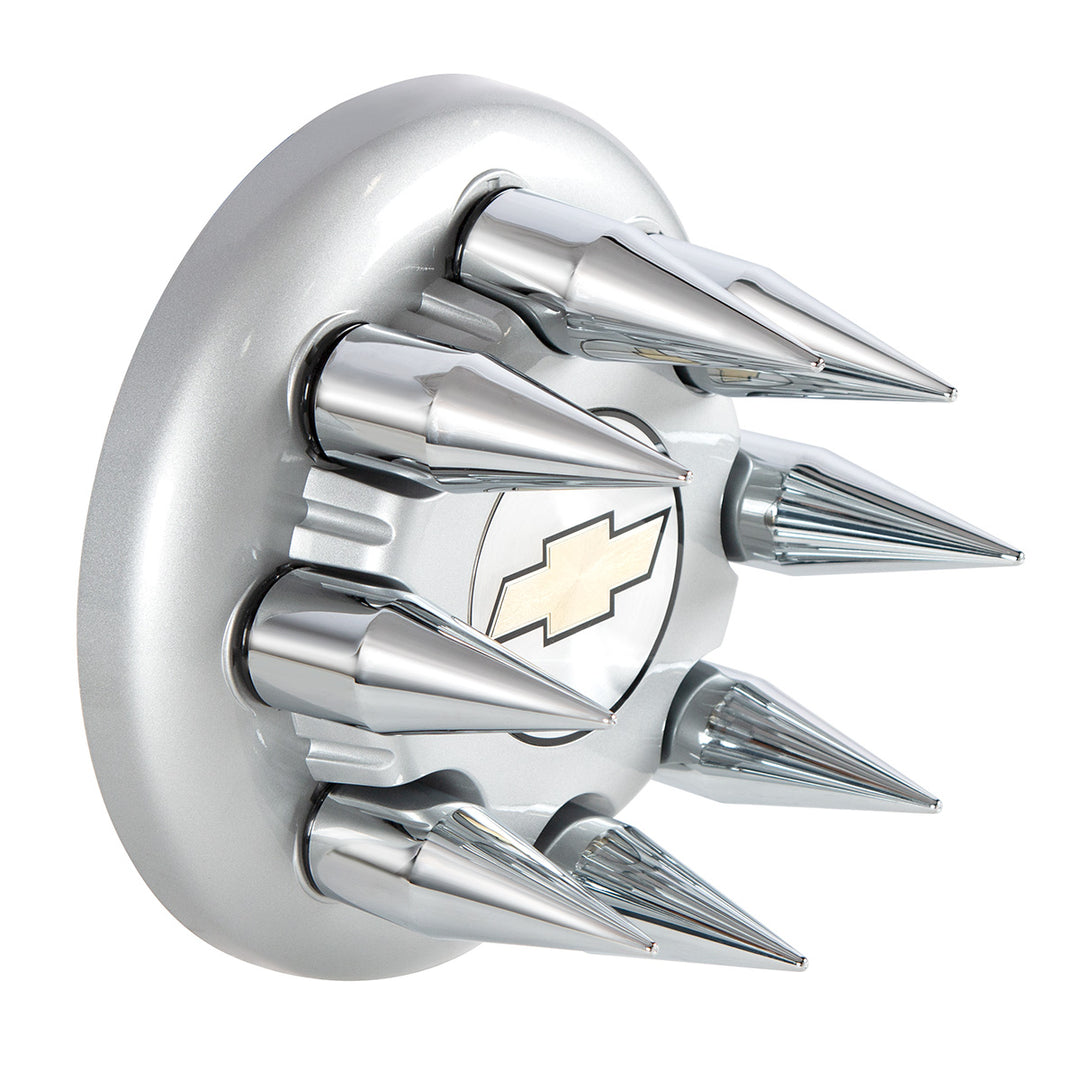 Chrome Spike Hubcap Nut Cover For 1999-2018 Chevy &amp; GMC Full Size Truck - Push-On (Bulk)