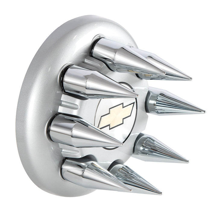Chrome Spike Hubcap Nut Cover For 1999-2018 Chevy &amp; GMC Full Size Truck - Push-On (Bulk)