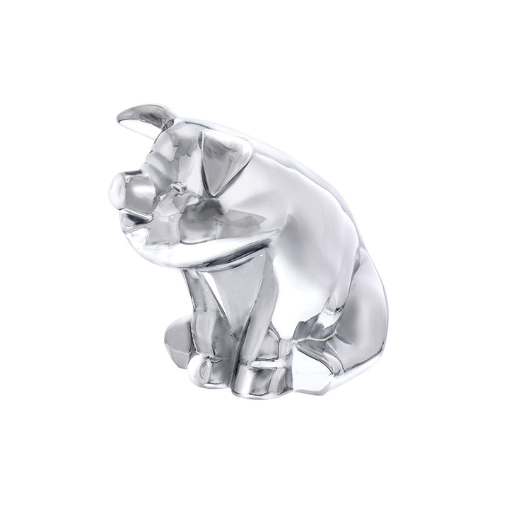 Die-Cast Sitting Pig Hood Ornament - Chrome