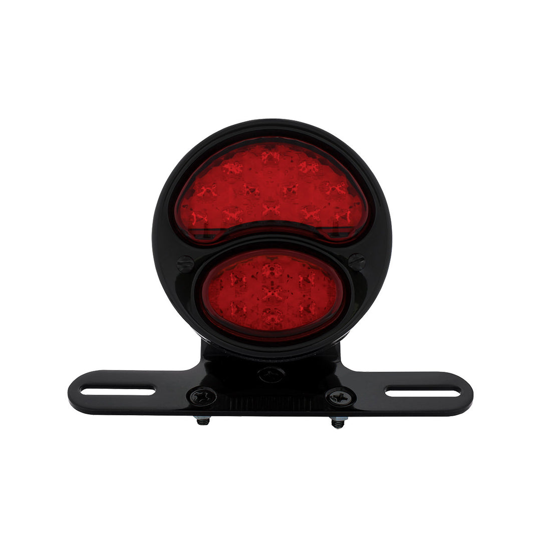 Black Motorcycle Rear Fender Mounting Bracket With 1928 LED "DUO Lamp" Tail Light