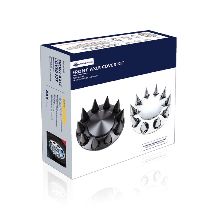 Pointed Front Axle Cover With 33mm Spike Thread-On Nut Covers - Chrome