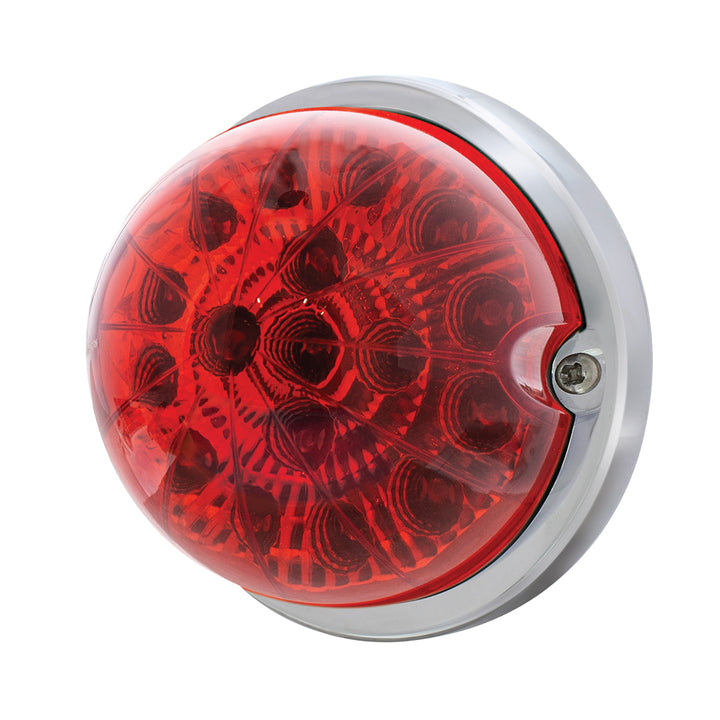 17 LED Dual Function Watermelon Clear Reflector Flush Mount Kit With Low Profile Bezel - Red LED &amp; Lens