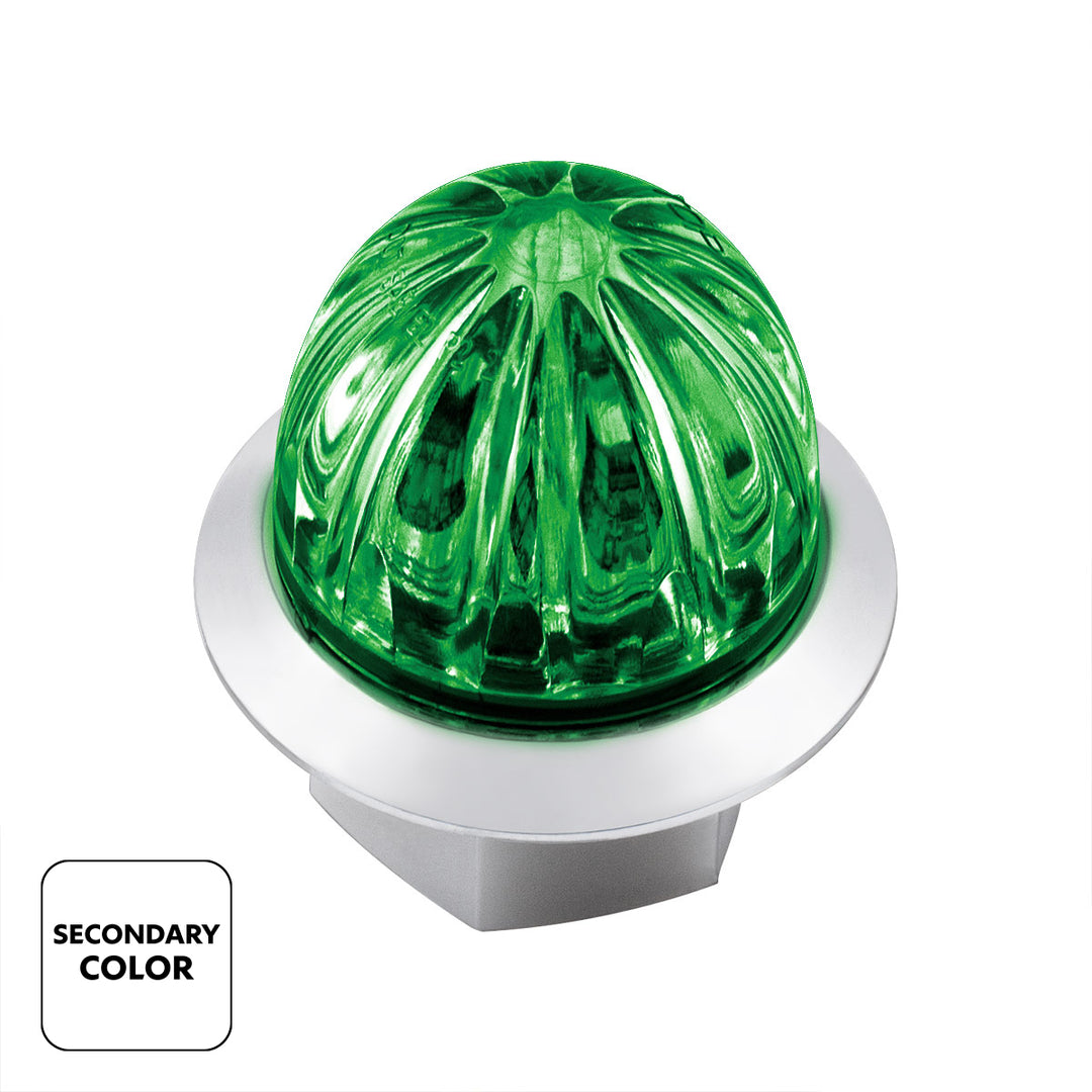 4 LED 1-1/8" Watermelon Double Fury Light With Clear Lens (Clearance/Marker) - Amber &amp; Green LED