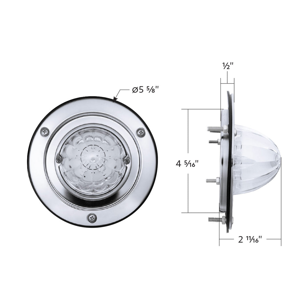 17 LED Dual Function Watermelon Light Sleeper Bunk Kit With 304 Stainless Steel Bezel - Red LED/Clear Lens