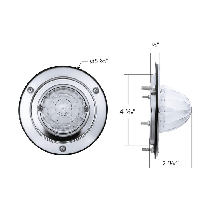 17 LED Dual Function Watermelon Light Sleeper Bunk Kit With 304 Stainless Steel Bezel - Red LED/Clear Lens