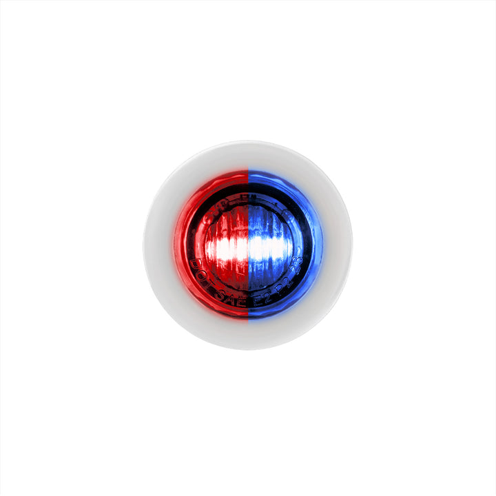 2 LED 3/4" Mini Double Fury Light (Clearance/Marker) - Red &amp; Blue LED/Clear Lens