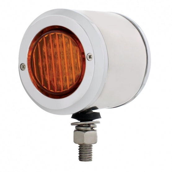 Stainless Steel 2" Double Face Light With 9 LED 2" Lights &amp; Bezels - Amber &amp; Red LED/Amber &amp; Red Lens