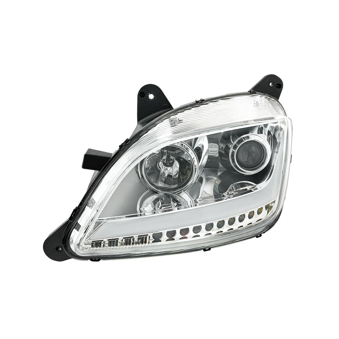 Chrome Projection Headlight With LED Position Light &amp; Sequential Signal For 2012-2021 Peterbilt 579 - Driver