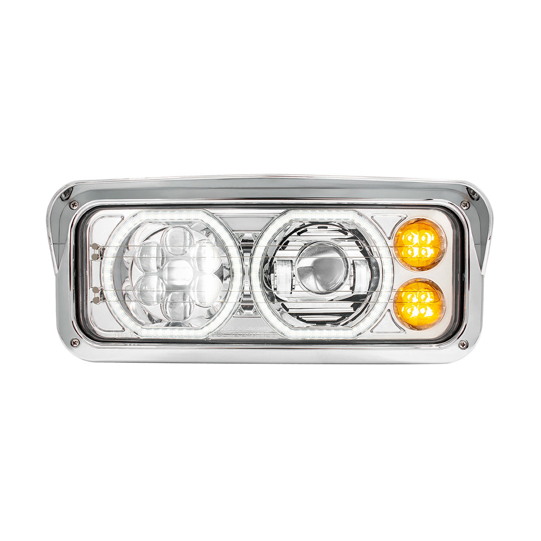 Chrome High Power Heated 10 LED Headlight With LED Turn &amp; DRL - Driver