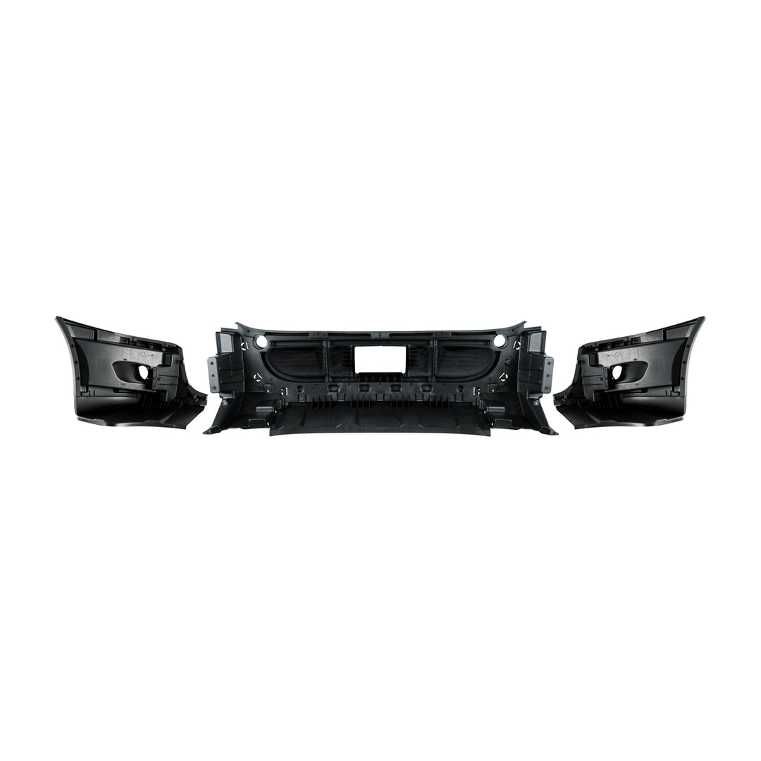 Complete 3 - Piece Front Bumper Set With Fog Light Hole For 2008-2017 Freightliner Cascadia