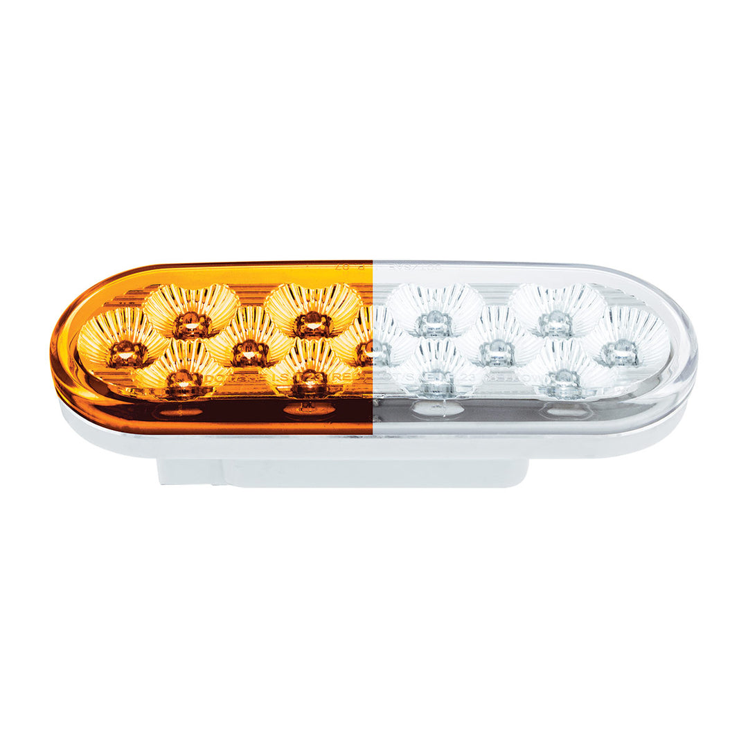 13 LED 6" Oval Double Fury Light (Turn Signal) - Amber &amp; White LED/Clear Lens