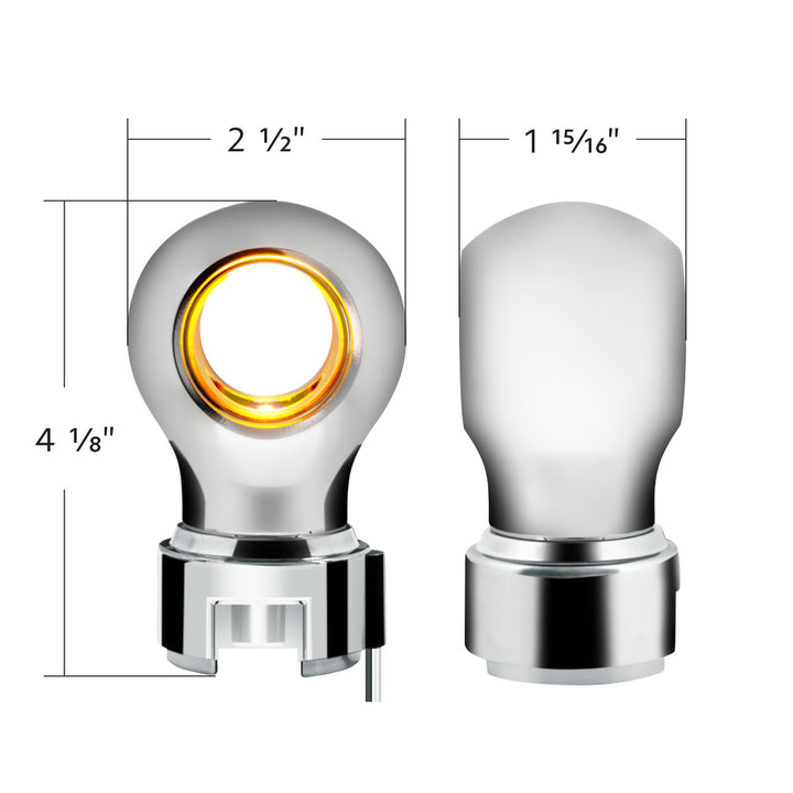Thread-On Chrome Charlotte Style Gearshift Knob With LED 13/15/18 Speed Adapter - Amber LED