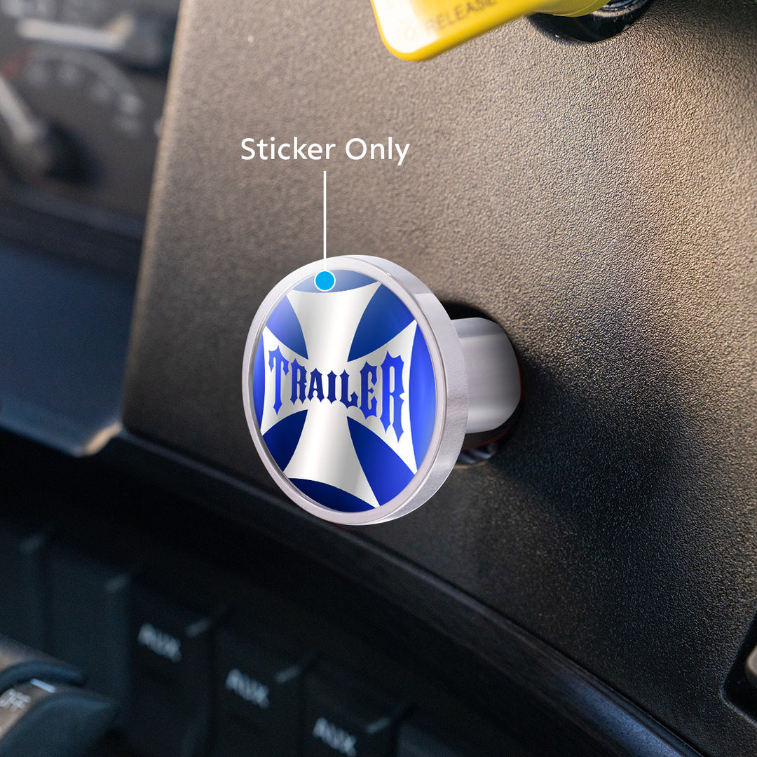 "Trailer" Maltese Cross Air Valve Knob Candy Color Sticker Only - Indigo Blue