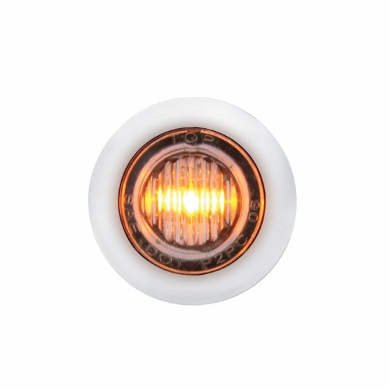 Stainless Steel Front Air Cleaner Bracket With 22 x 3 Amber LED 3/4" Mini Lights &amp; Stainless Steel Bezels For Peterbilt - Clear Lens