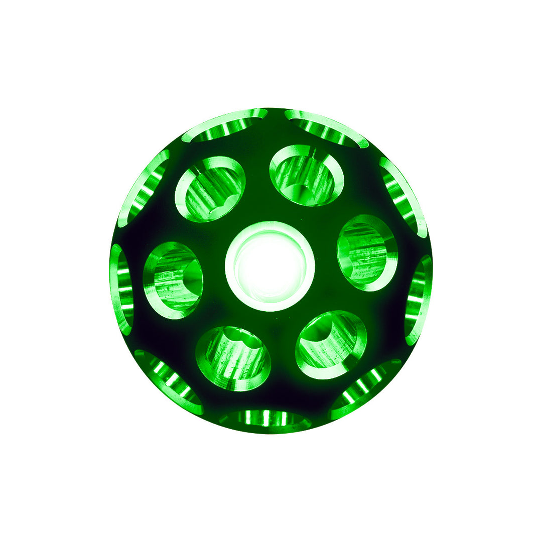 Thread-On Matte Black Phoenix Style Ball Gearshift Knob With LED 9/10 Speed Adapter - Green LED