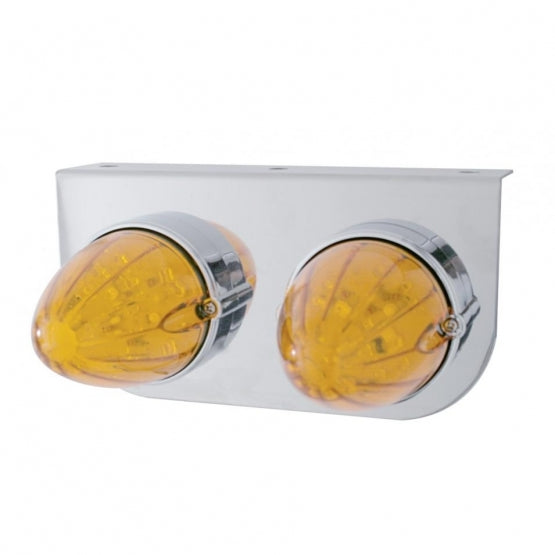 Stainless Light Bracket With 2 x 19 LED Watermelon Lights - Amber LED/Amber Lens