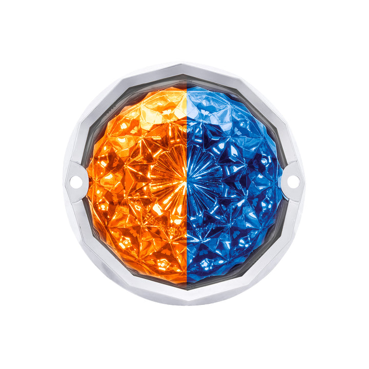 Double Fury 19 LED Dual Function Crystal Watermelon Light Kit With Bezel - Amber &amp; Blue LED/Clear Lens