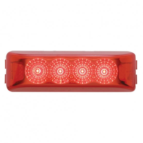 4 LED Reflector Rectangular Light (Clearance/Marker) - Red LED/Red Lens (Bulk)