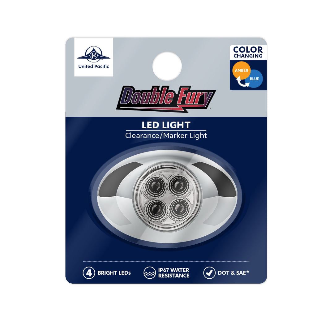 4 LED Double Fury Light (Clearance/Marker) - Amber &amp; Blue LED/Clear Lens