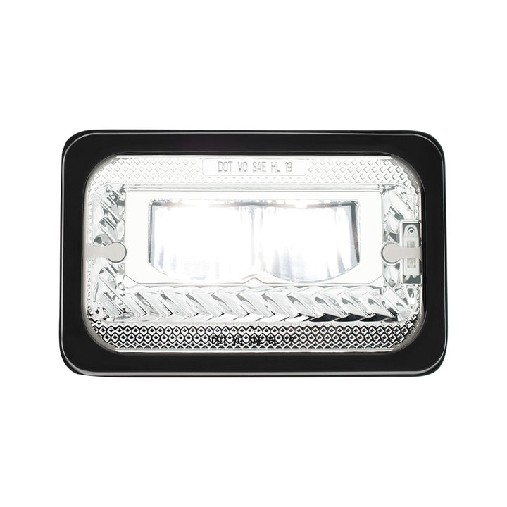 ULTRALIT - Heated 4" x 6" LED Headlight With Glass Lens &amp; Aluminum Housing - High Beam - Chrome