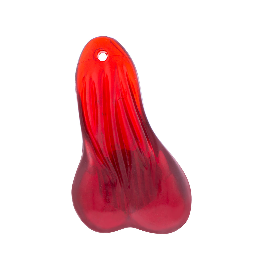 8-1/4" Tall Large Low - Hanging Rubber Balls With LED Light - Red LED