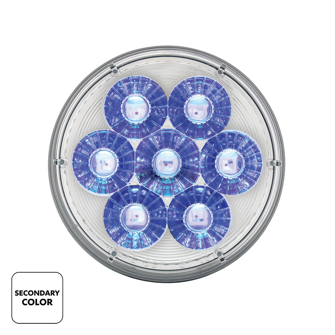 14 LED 4" Round Double Fury Light (Stop, Turn &amp; Tail) - Red &amp; Blue LED/Clear Lens