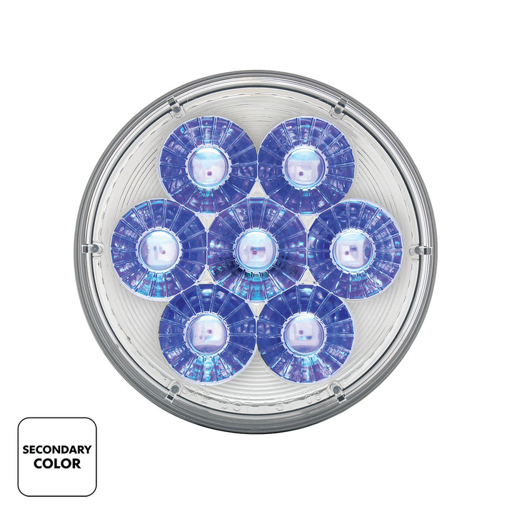 14 LED 4" Round Double Fury Light (Stop, Turn &amp; Tail) - Red &amp; Blue LED/Clear Lens