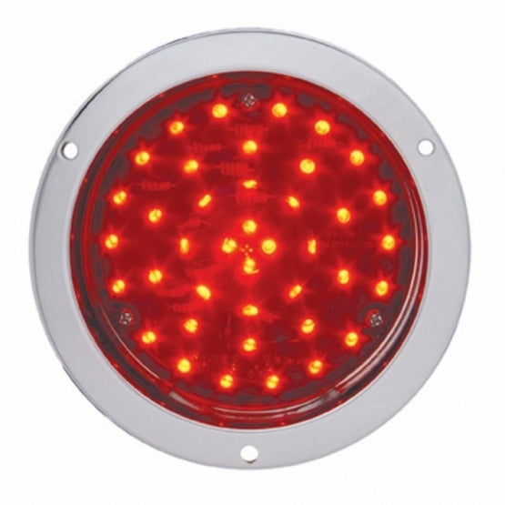 40 LED 4" Round Flange Mount Deep - Dish Light (Stop, Turn &amp; Tail) - Red LED/Red Lens