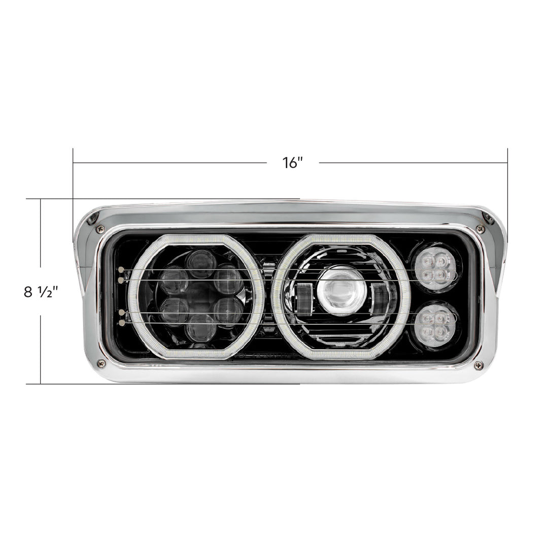 Blackout High Power Heated 10 LED Headlight With LED Turn &amp; DRL - Driver