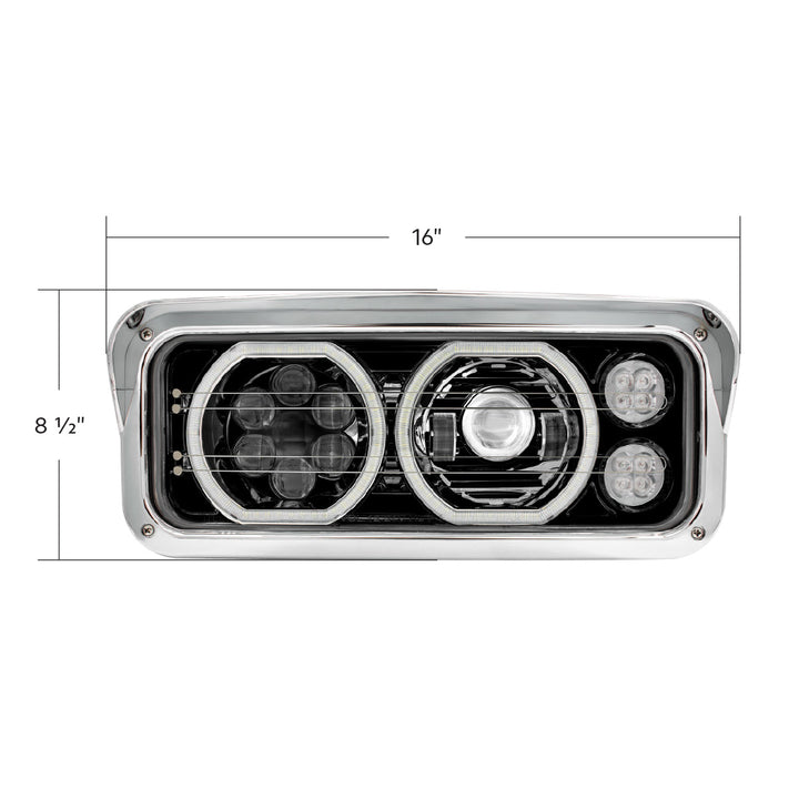 Blackout High Power Heated 10 LED Headlight With LED Turn &amp; DRL - Driver