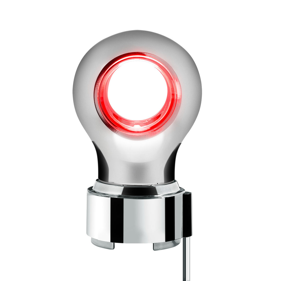 Thread-On Chrome Charlotte Style Gearshift Knob With LED 9/10 Speed Adapter - Red LED