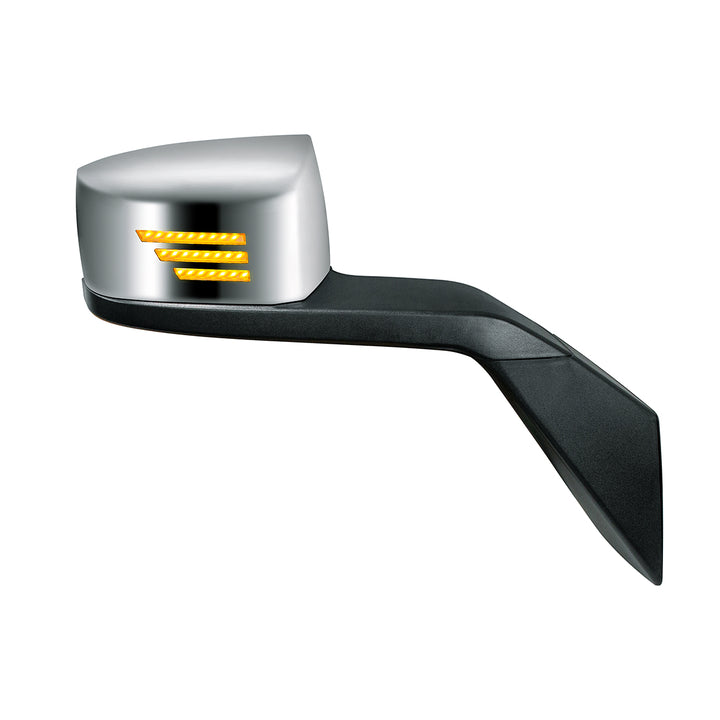 Chrome Hood Mirror Assembly With Sequential LED Turn Signal For 2004-2017 Volvo VNL - Passenger