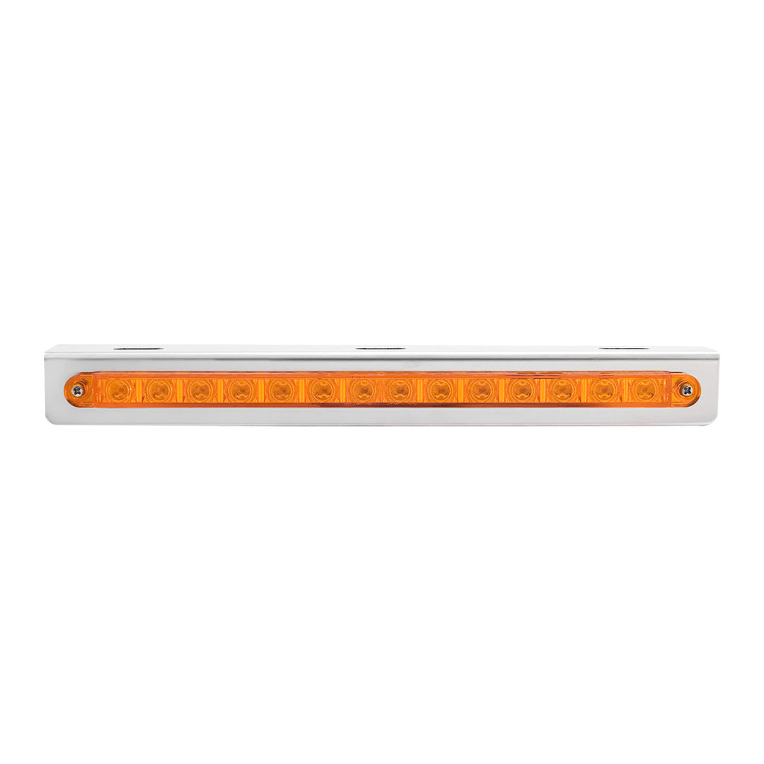 Stainless Light Bracket With 14 LED 12" Sequential Light Bar (Left to Right) - Amber LED/Amber Lens