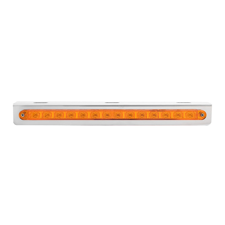 Stainless Light Bracket With 14 LED 12" Sequential Light Bar (Left to Right) - Amber LED/Amber Lens