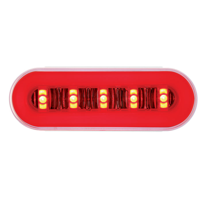 22 LED 6" Oval GloLight With Divider Bar Inner Design (Stop, Turn &amp; Tail) - Red LED/Red Insert (Bulk)