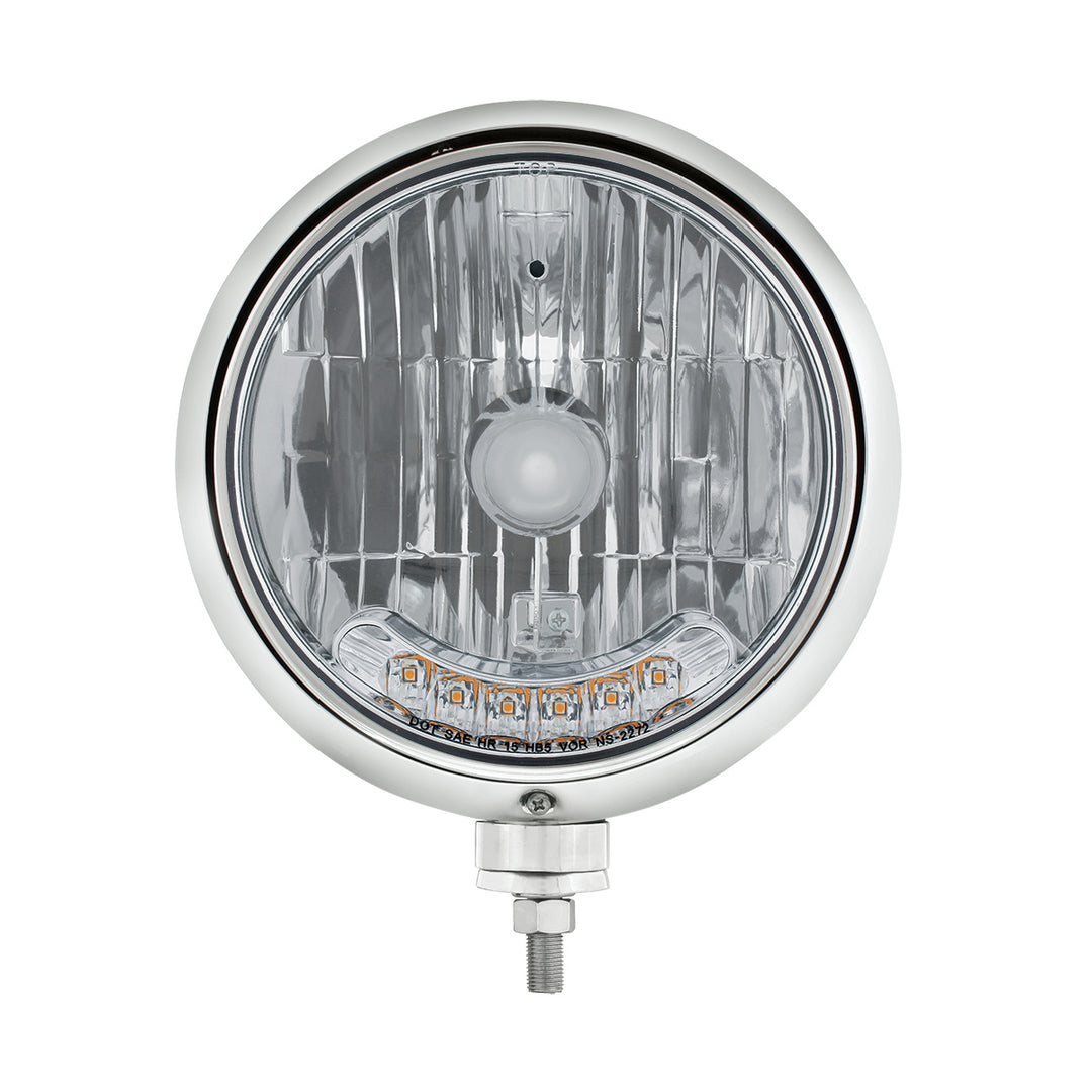 Black Guide 682-C Style Headlight H4 Bulb With 6 Amber LED