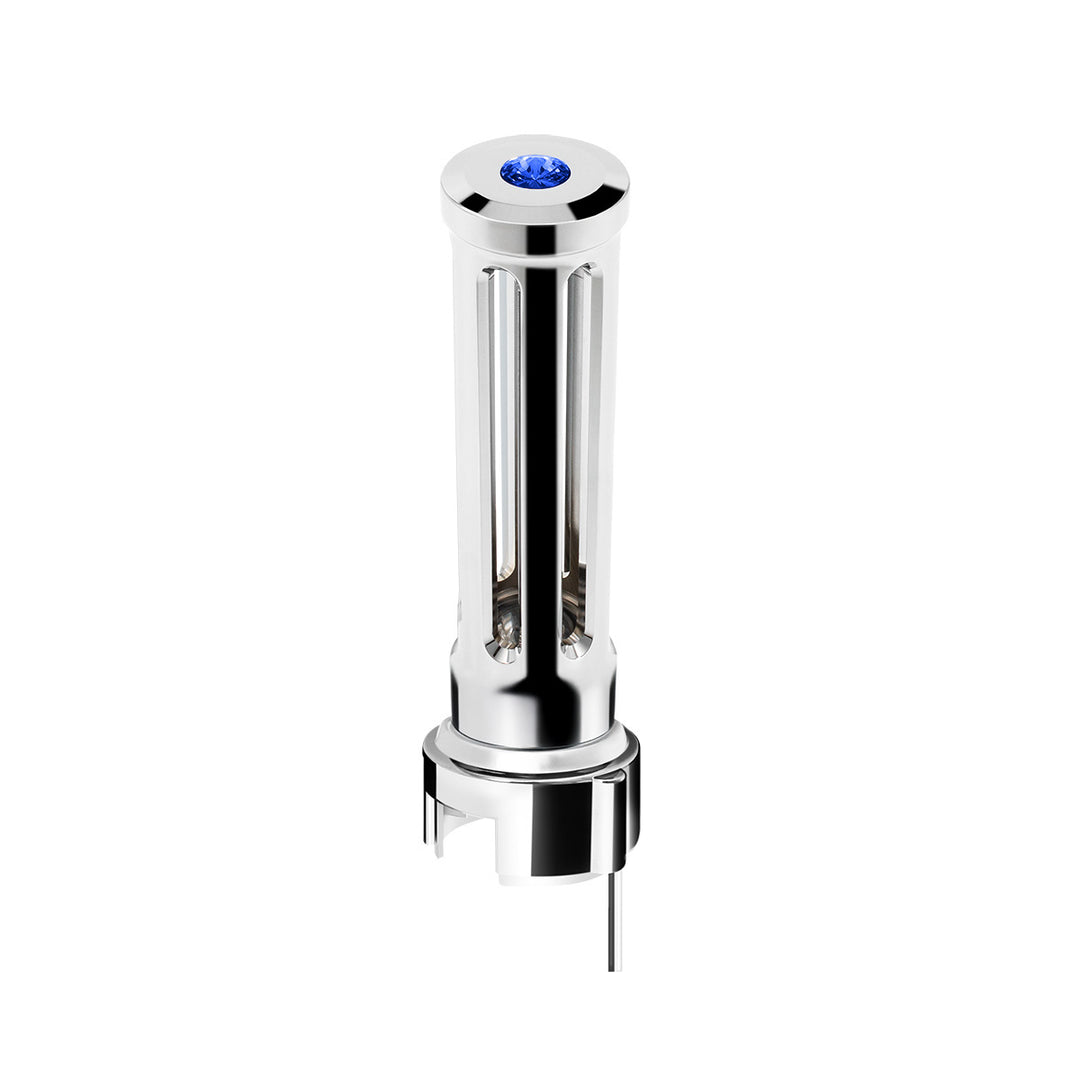 Thread-On Chrome Sonoma Style Gearshift Knob With LED 13/15/18 Speed Adapter - Blue Crystal/Blue LED
