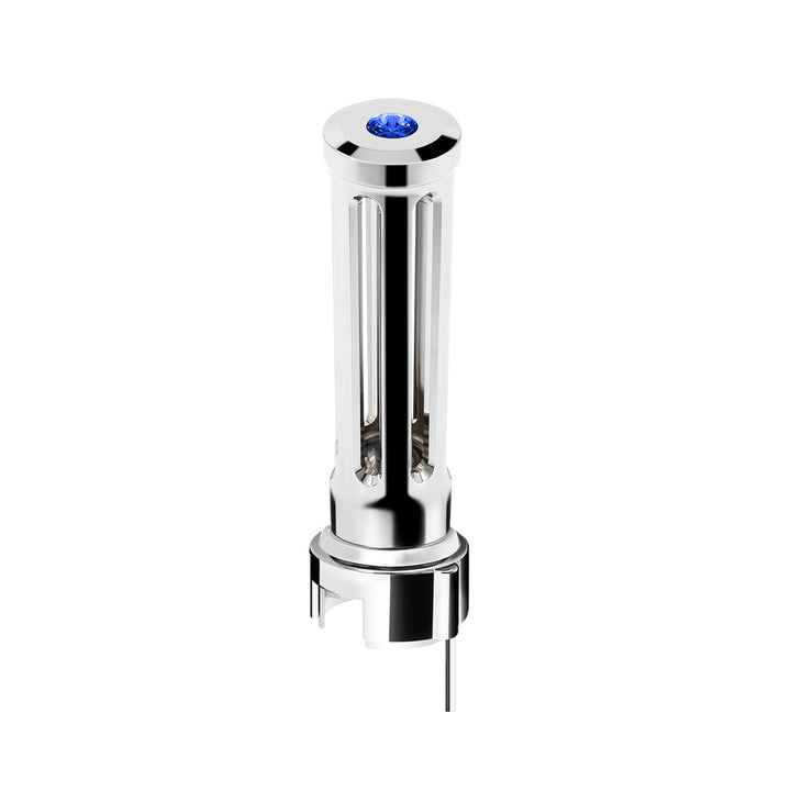 Thread-On Chrome Sonoma Style Gearshift Knob With LED 13/15/18 Speed Adapter - Blue Crystal/Blue LED