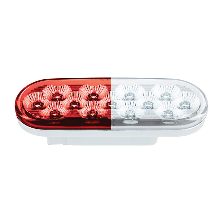 13 LED 6" Oval Double Fury Light (Stop &amp; Turn) - Red &amp; White LED/Clear Lens
