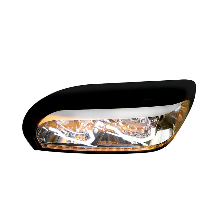 Chrome Headlight With LED Turn Signal &amp; Light Bar For 1996-2010 Freightliner Century - Driver