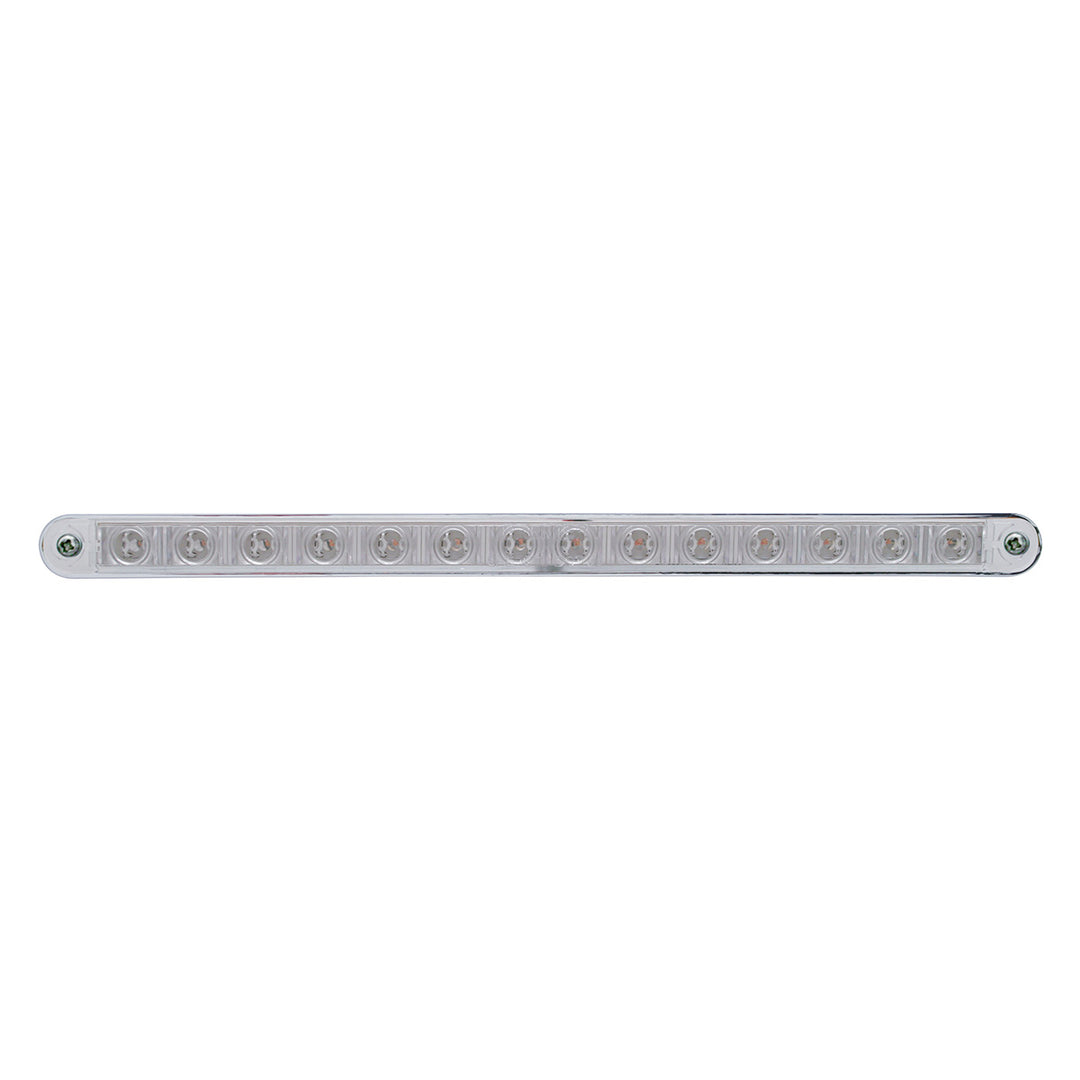 14 LED 12" Auxiliary strip Light With Bezel - Amber LED/Chrome Lens