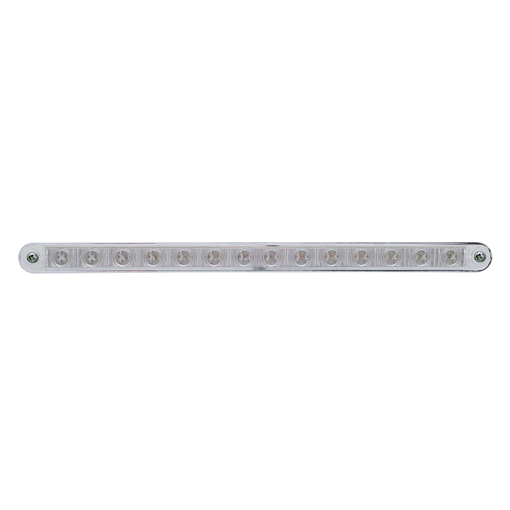 14 LED 12" Auxiliary strip Light With Bezel - Amber LED/Chrome Lens