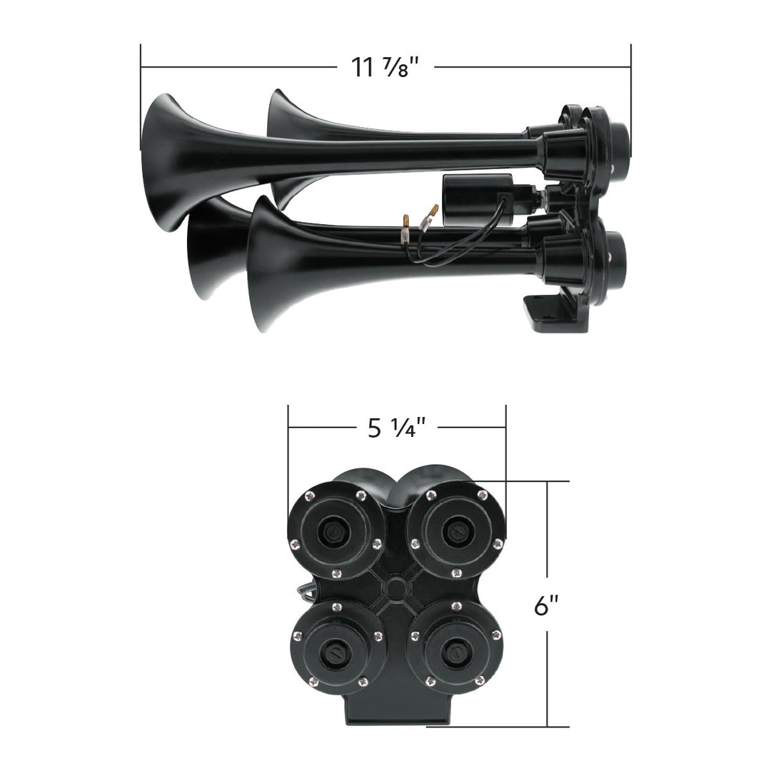 4 Trumpet Mini Train Horn - Black