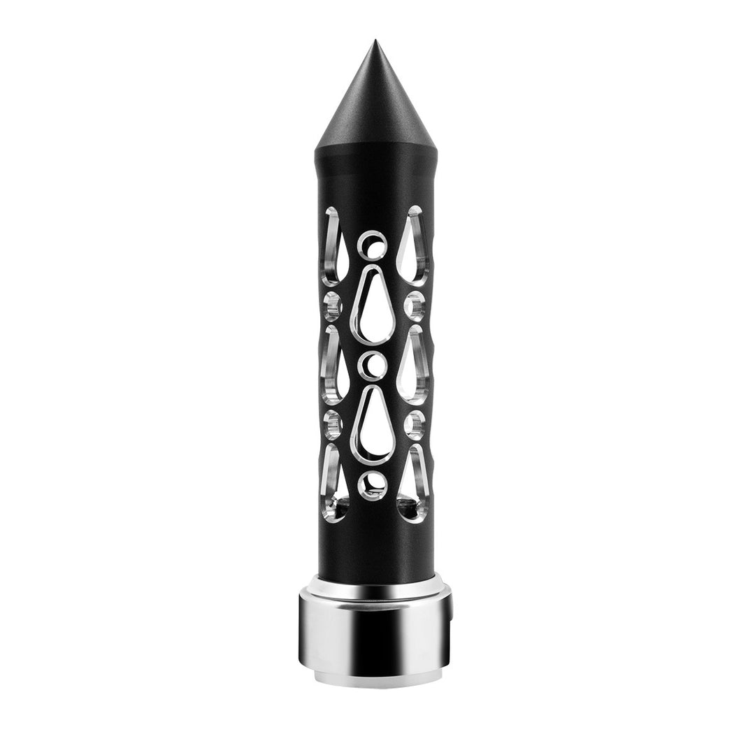 Thread-On Brooklyn Style Spike Gearshift Knob With LED 13/15/18 Speed Adapter - Matte Black/White LED