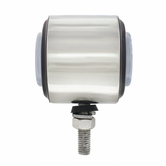 Stainless Steel 2" Double Face Light With 9 LED 2" Lights &amp; Grommets - Amber &amp; Red LED/Clear Lens