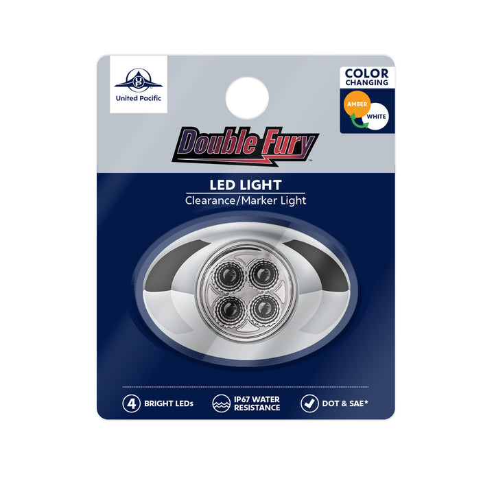4 LED Double Fury Light (Clearance/Marker) - Amber &amp; White LED/Clear Lens