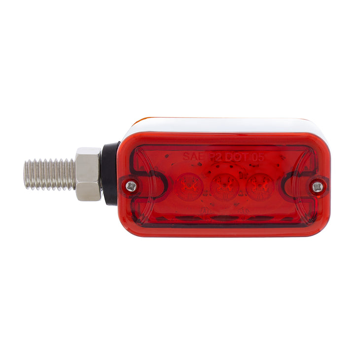 6 LED Single Function Double Face Light - Horizontal Mount - Amber &amp; Red LED/Amber &amp; Red Lens