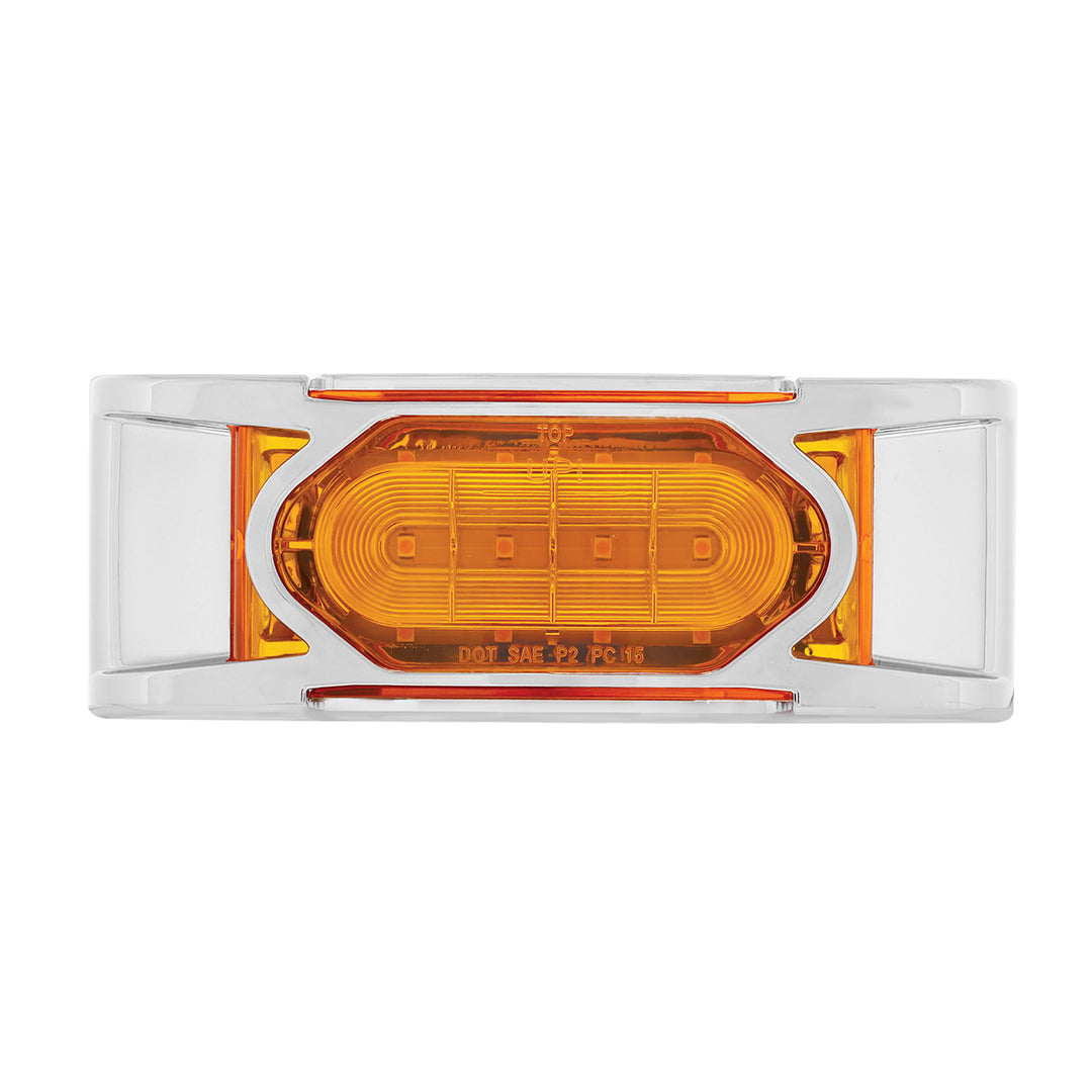 16 LED Reflector Light (Clearance/Marker) With Chrome Bezel - Amber LED/Amber Lens