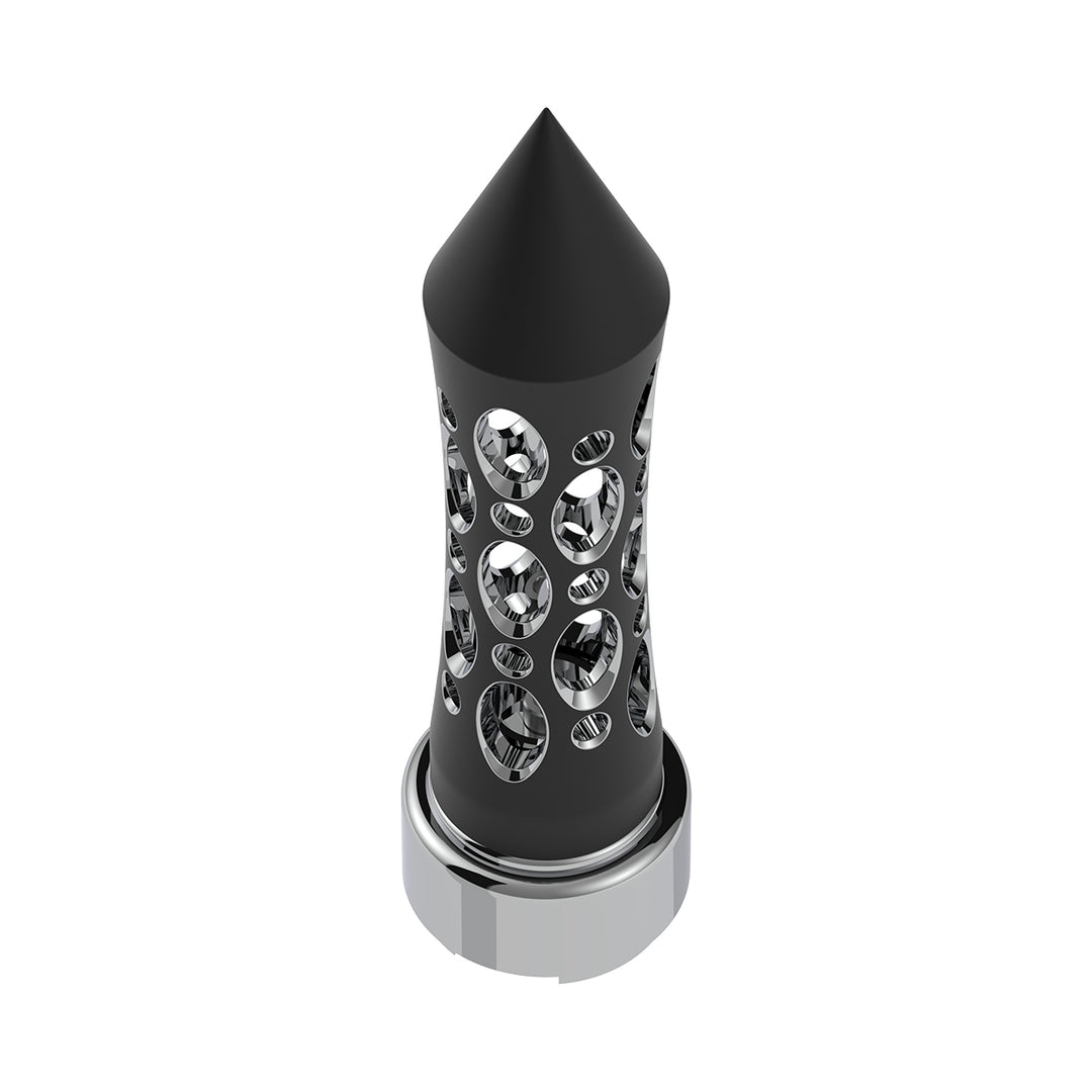 M30 x 3.5 Thread-On Daytona Style Spike Gearshift Knob With Chrome 9/10 Speed Adapter - Black/Vertical